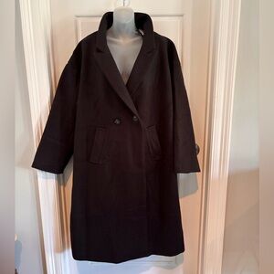 Allegra K Black 2 Button Double Breasted Coat Size XL NWT